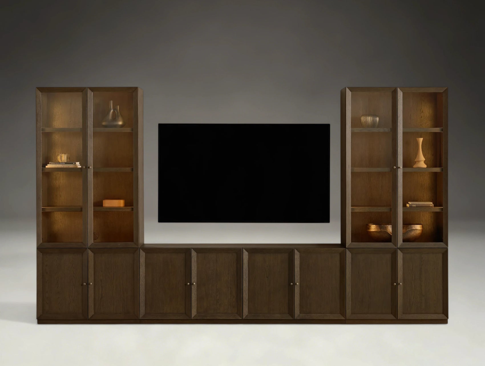 Norvane Modular Glass Media Cabinet Set