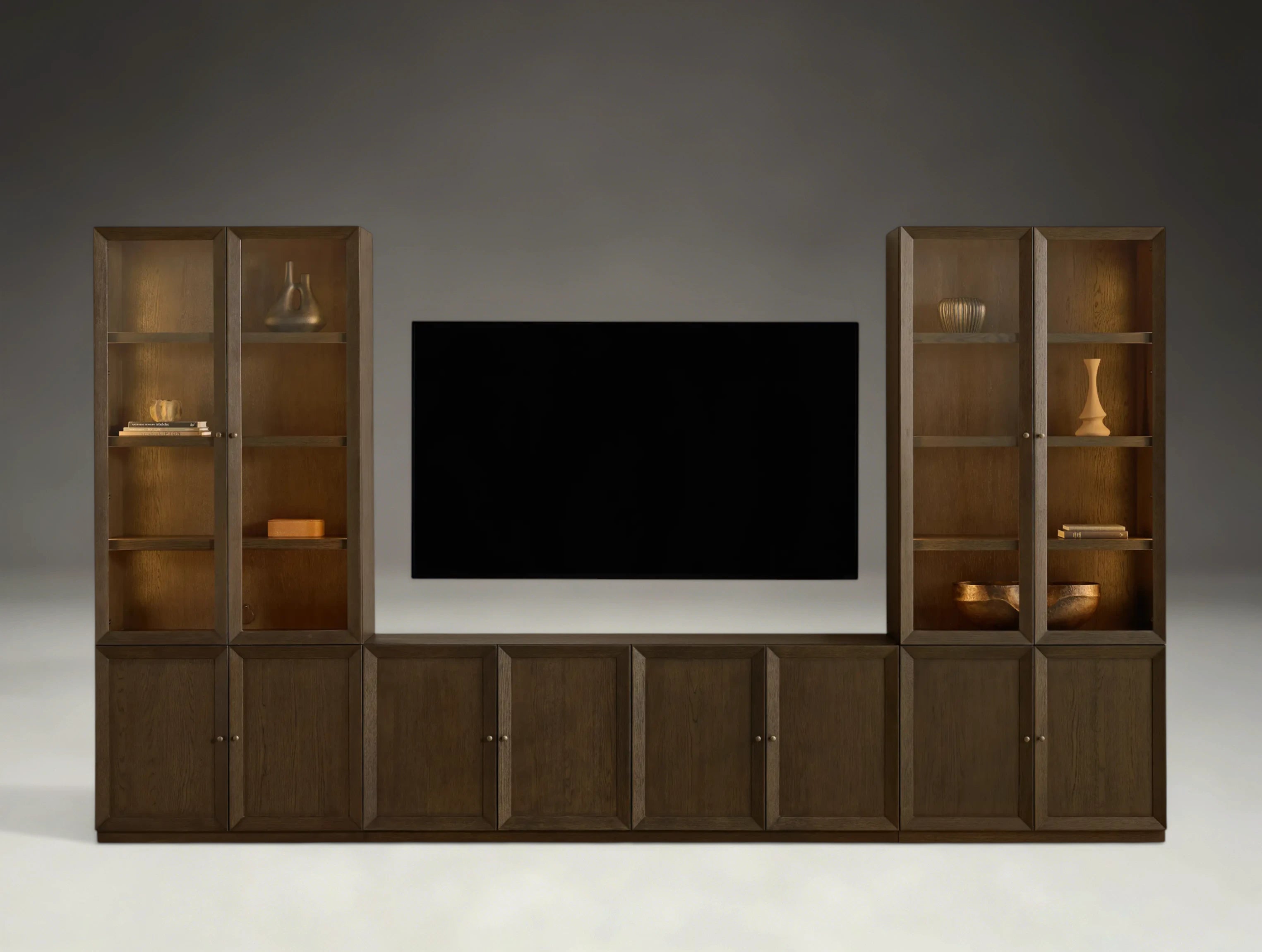 Norvane Modular Glass Media Cabinet Set