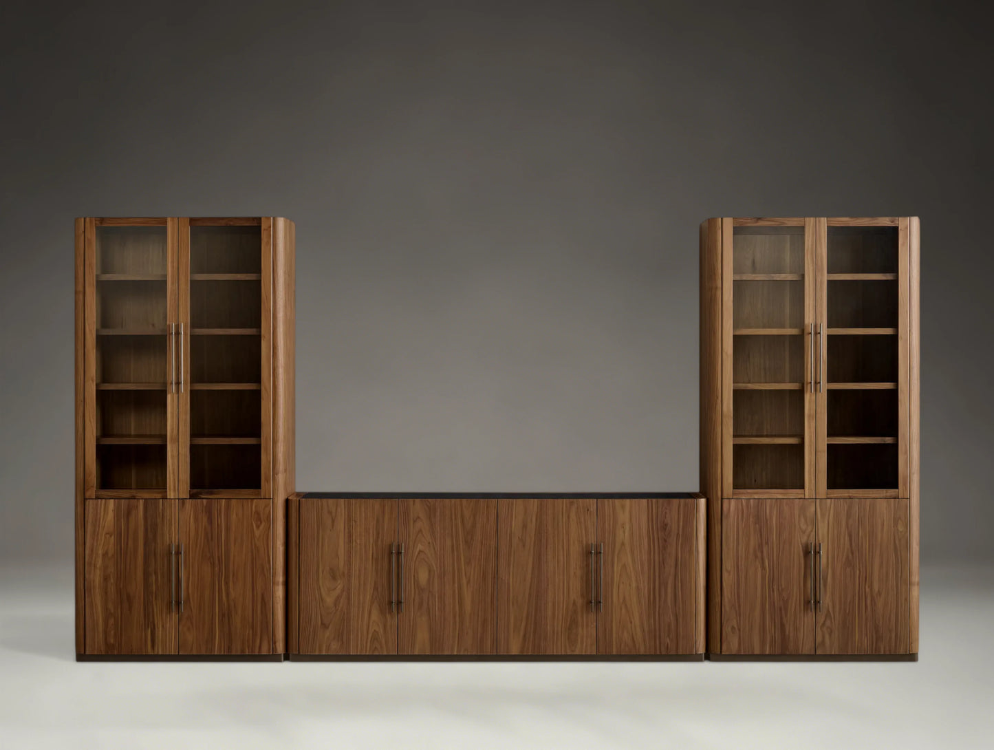 Modular Glass Media Cabinet Set