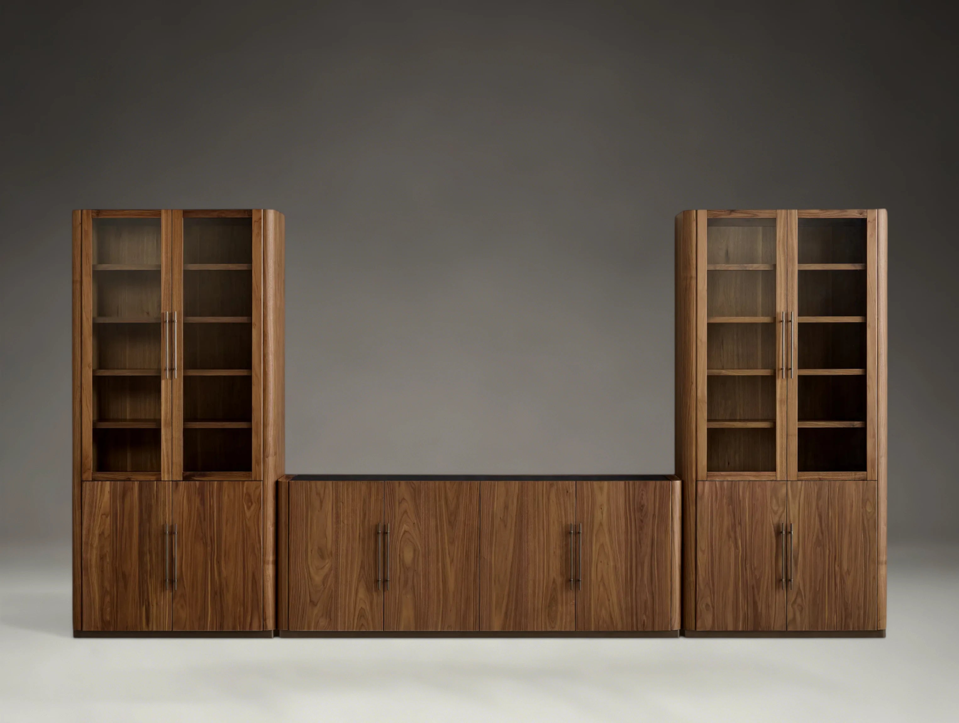Modular Glass Media Cabinet Set