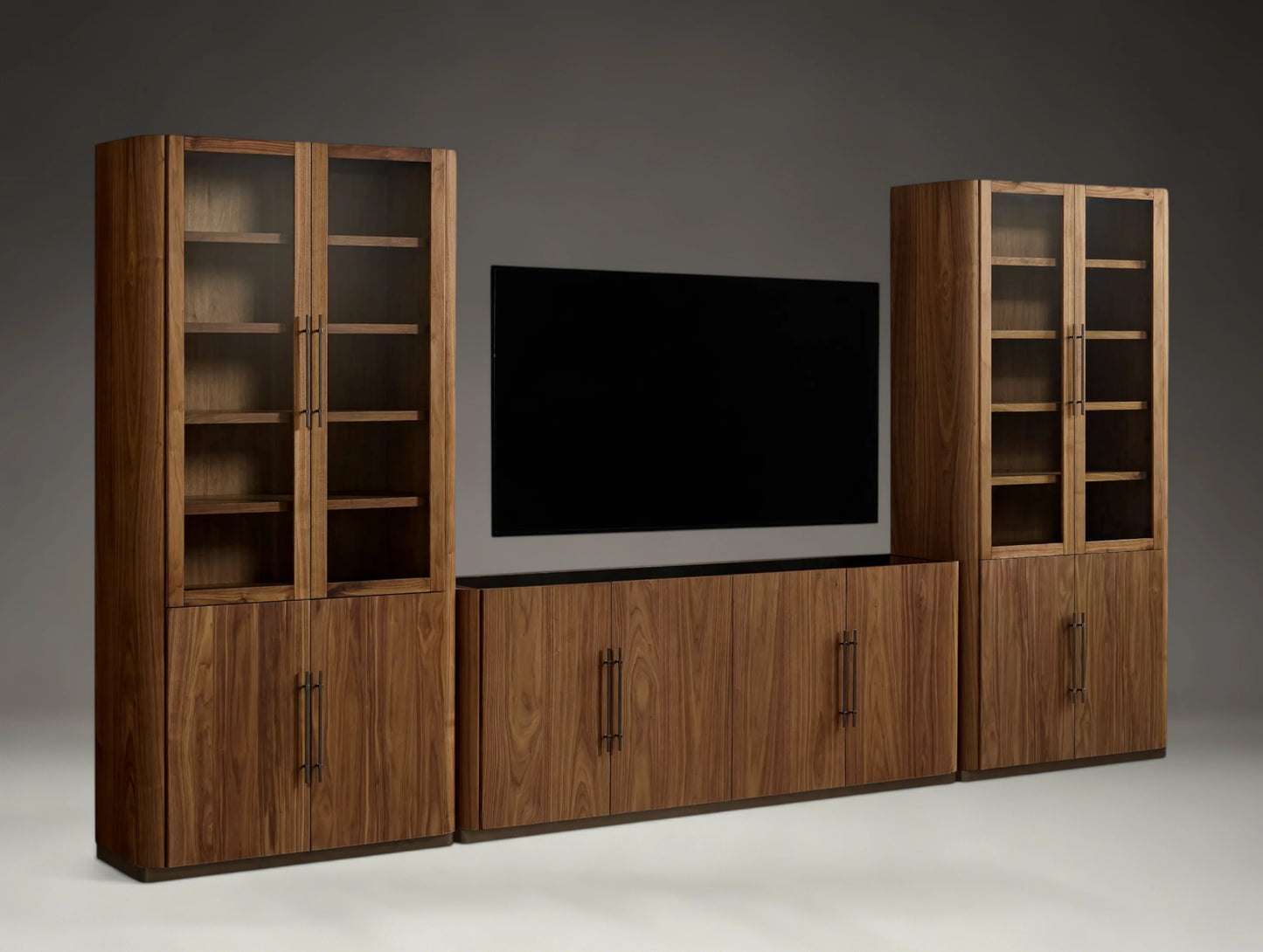 Modular Glass Media Cabinet Set