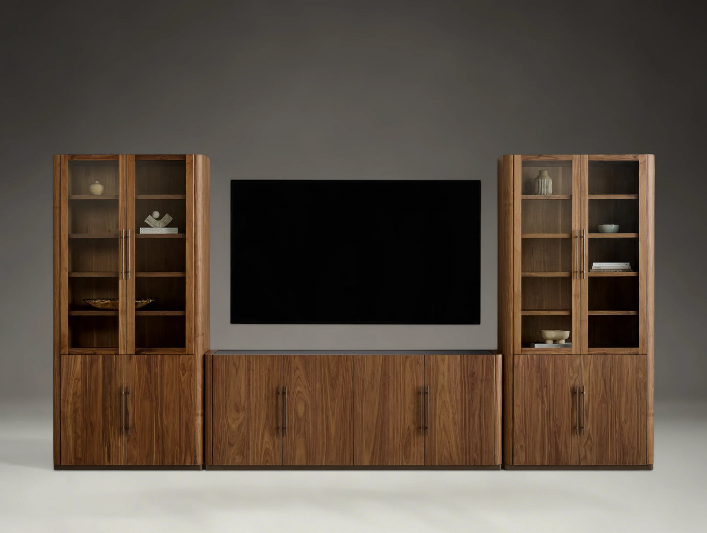 Modular Glass Media Cabinet Set