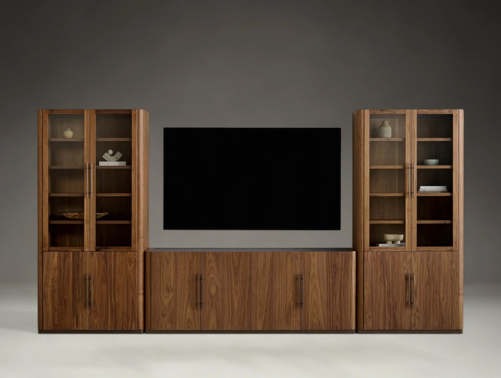 Modular Glass Media Cabinet Set