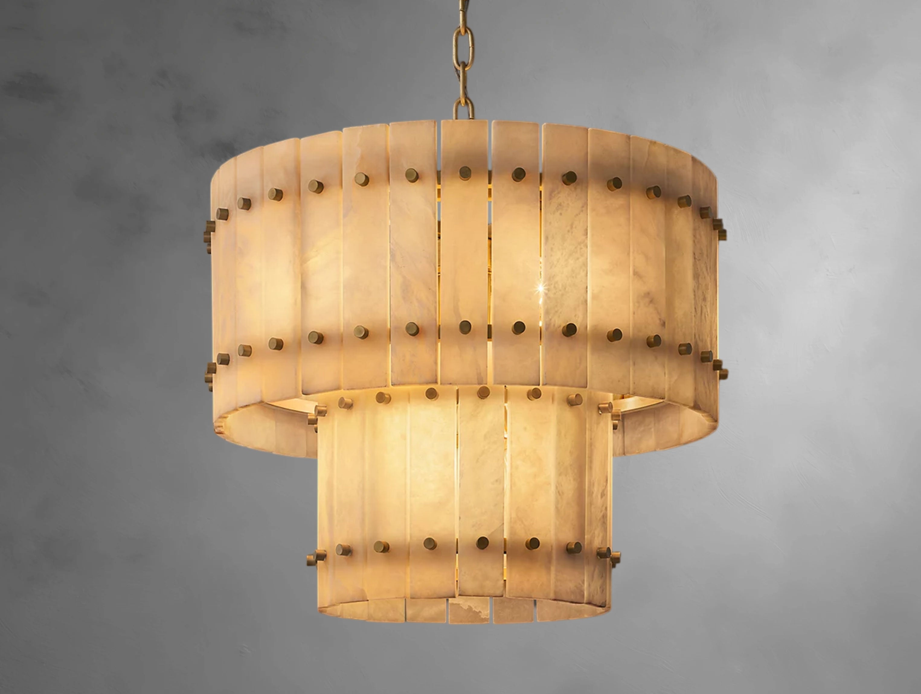 San Serrano Alabaster Two-Tier Round Chandelier