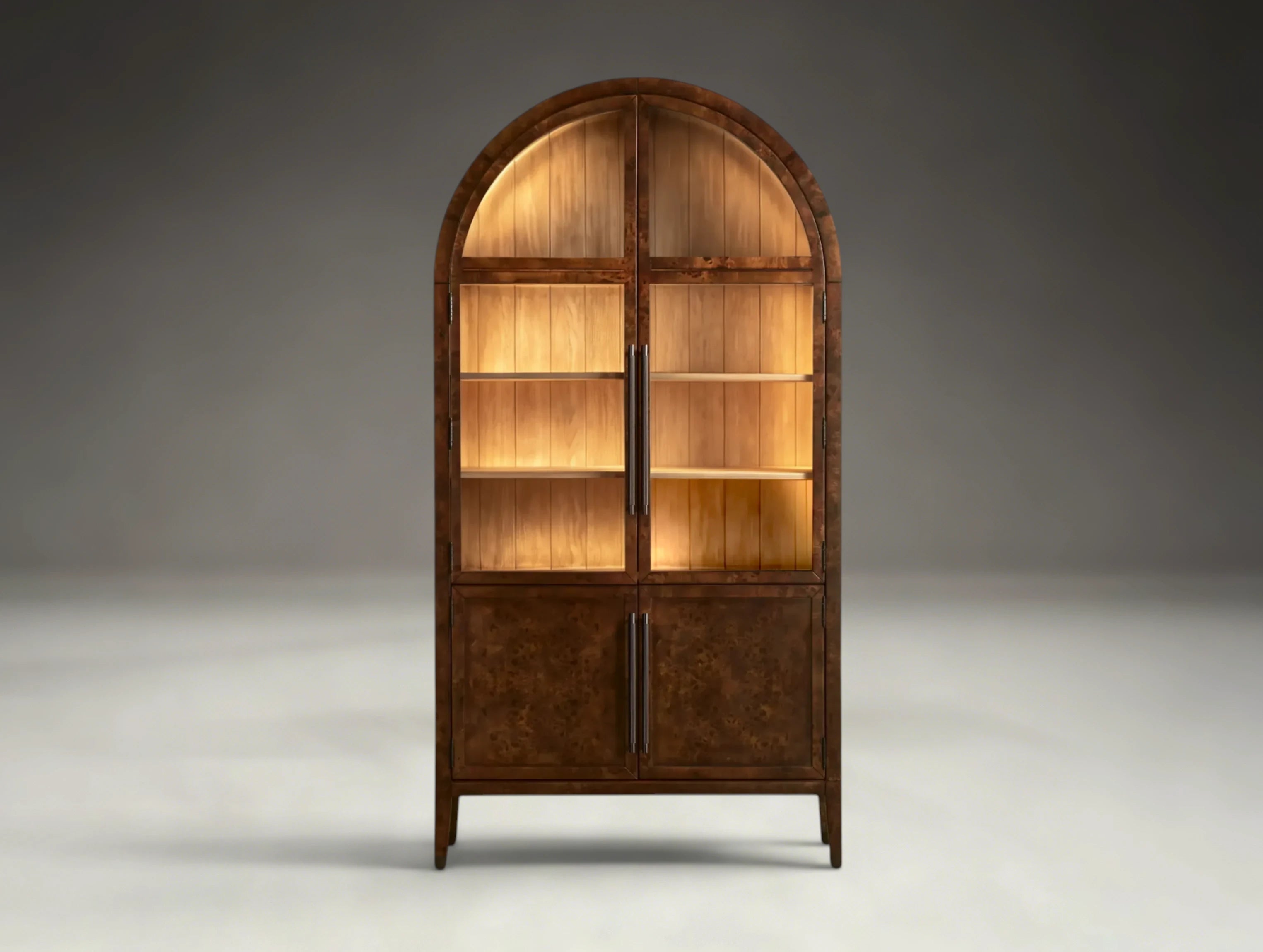 Harlan Burl Glass Display Cabinet - LED