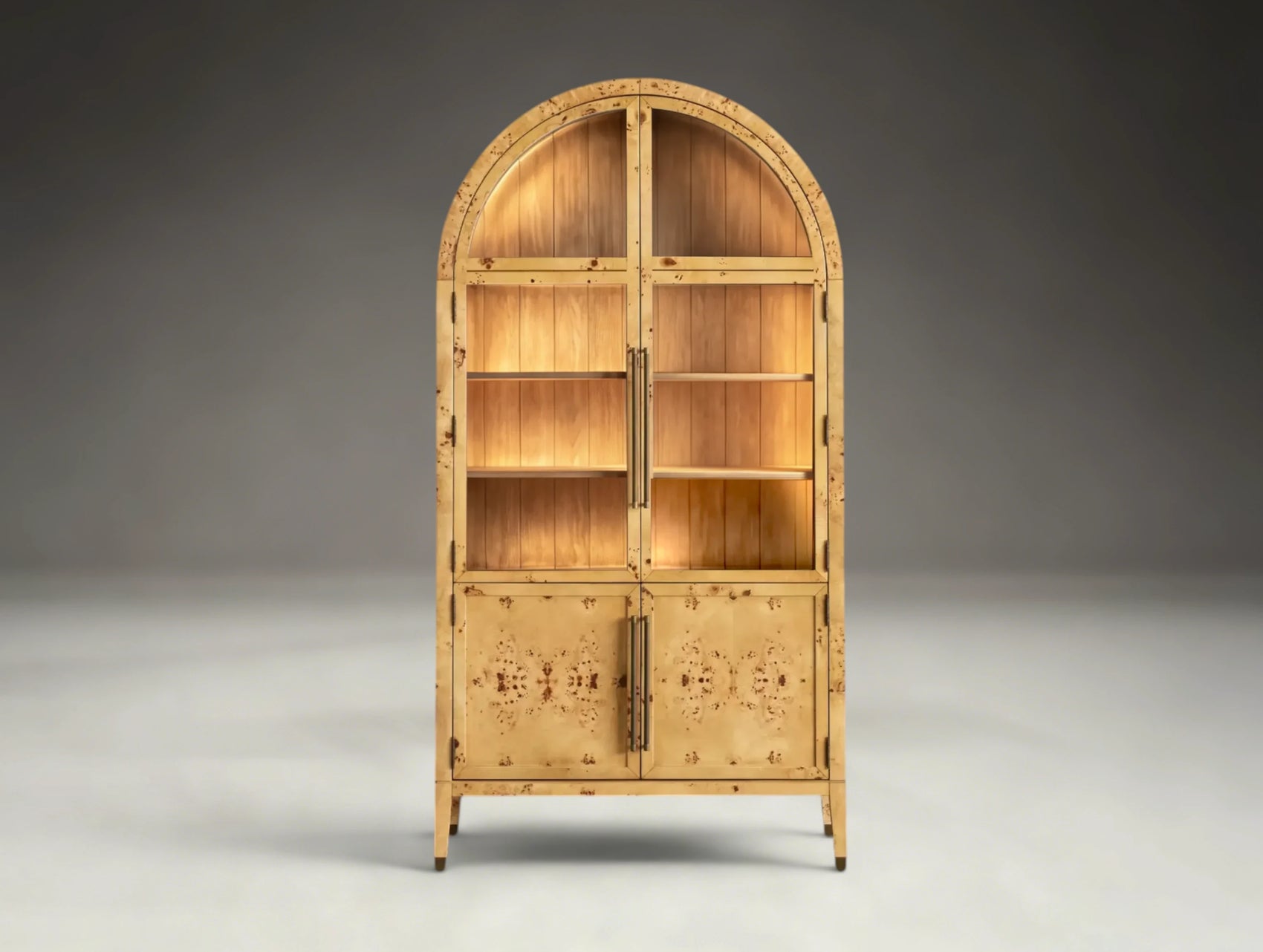 Harlan   Burl   Glass   Display   Cabinet   -   LED