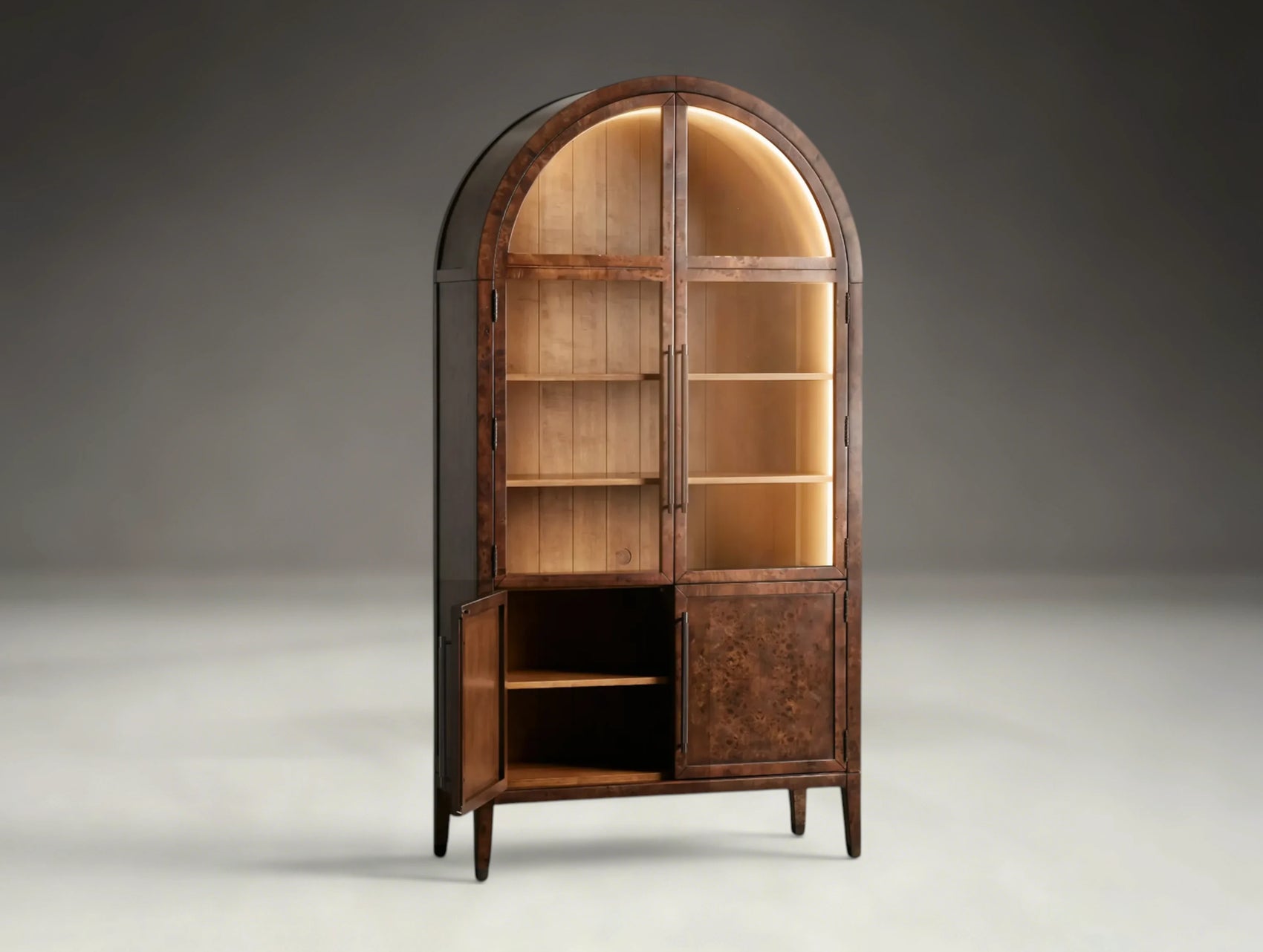 Harlan   Burl   Glass   Display   Cabinet   -   LED