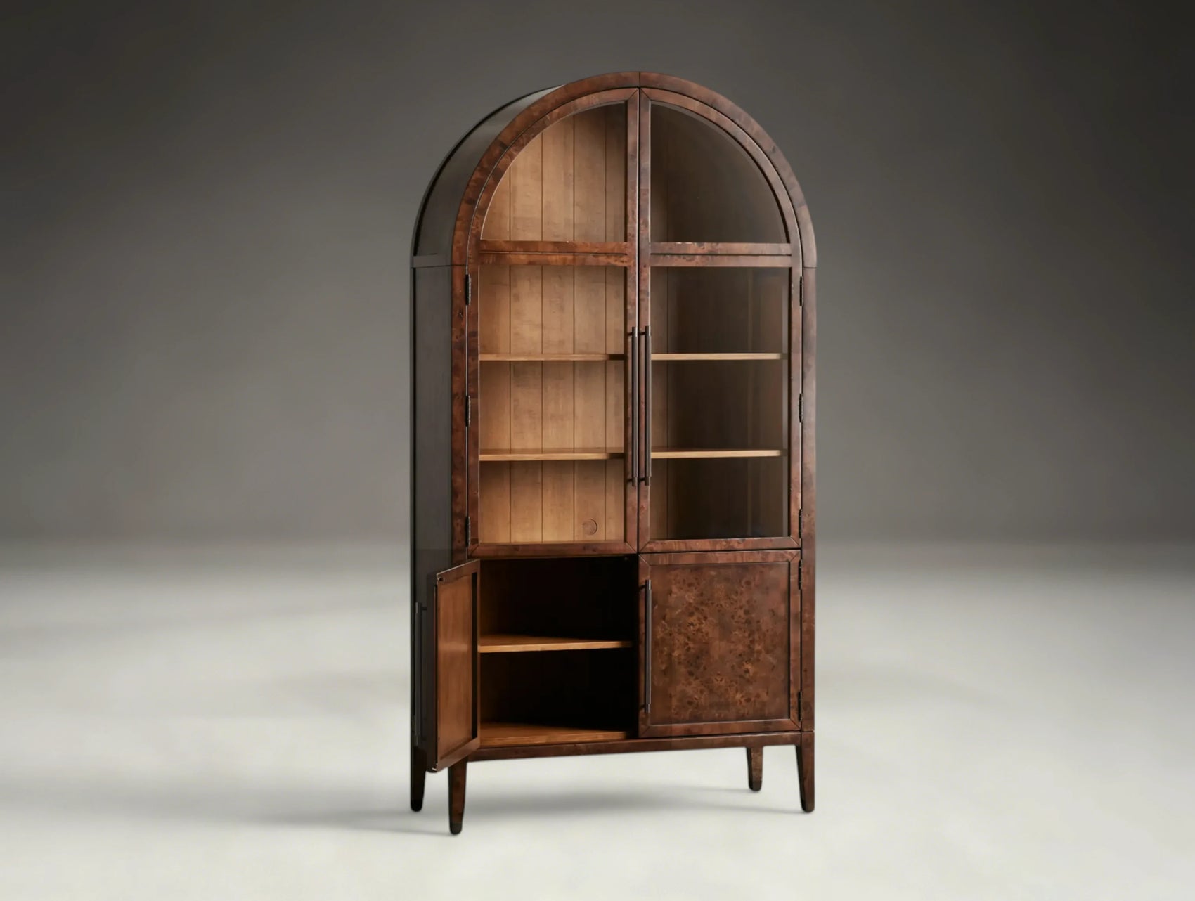 Harlan   Burl   Glass   Display   Cabinet   -   LED